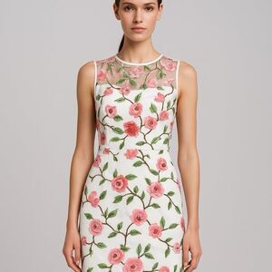 Cherry blossom embroidered mesh lined dress